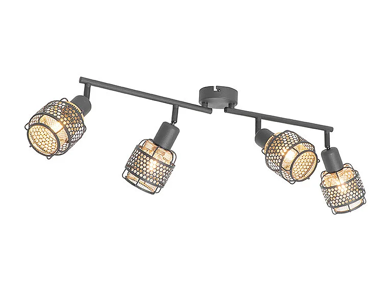 Plafonnier design noir avec or 4 lumières oblong - Noud