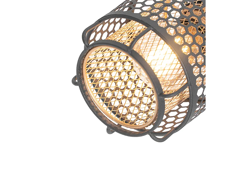 Plafonnier design noir avec or 4 lumières oblong - Noud