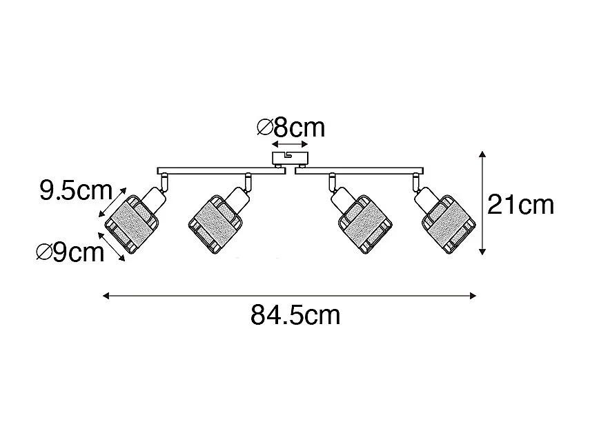 Plafonnier design noir avec or 4 lumières oblong - Noud