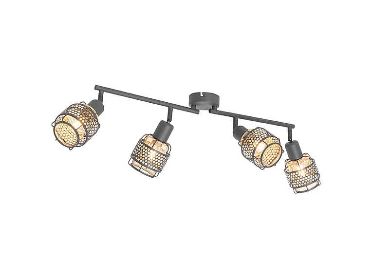 Plafonnier design noir avec or 4 lumières oblong - Noud