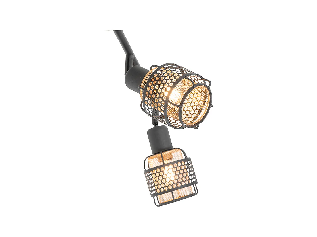 Plafonnier design noir avec or 4 lumières oblong - Noud