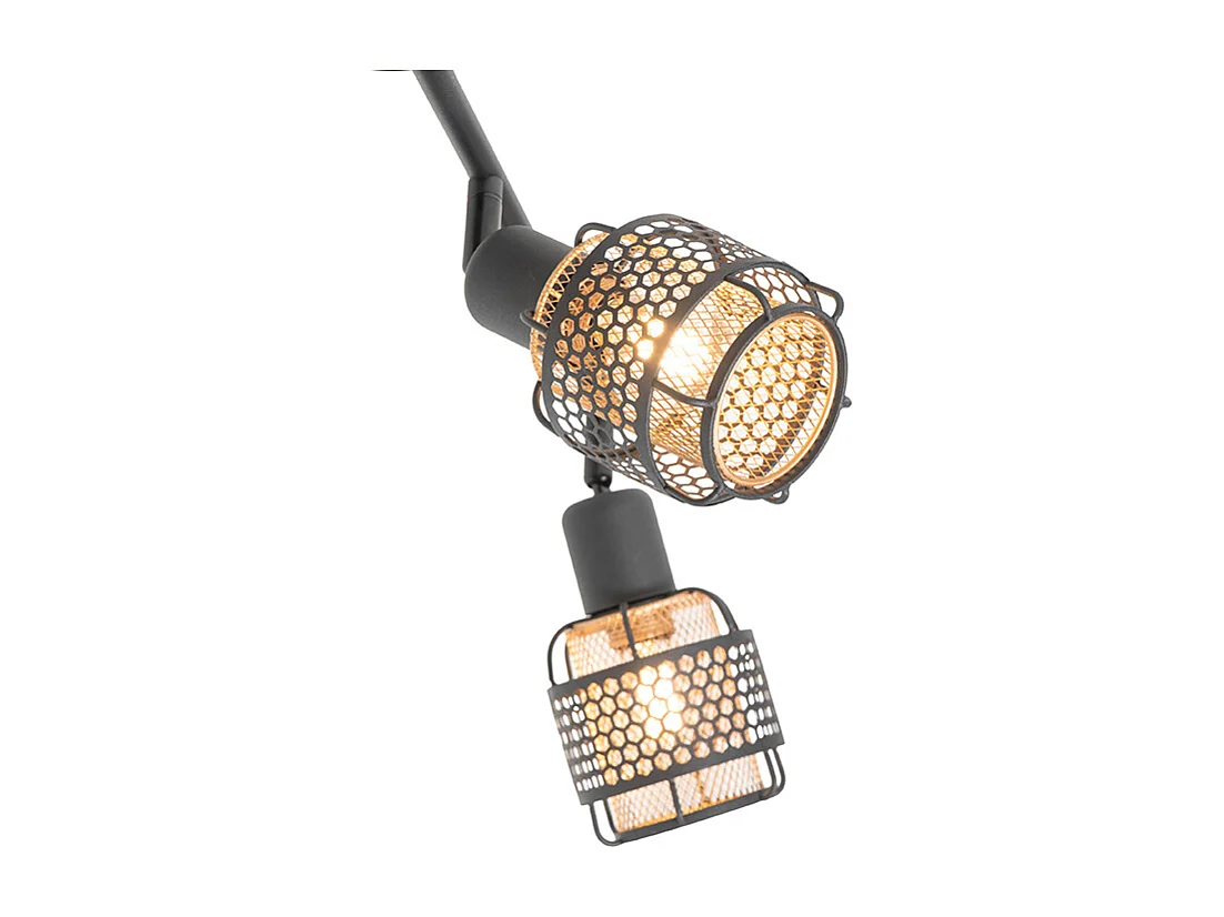 Plafonnier design noir avec or 4 lumières oblong - Noud