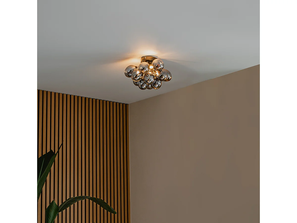 Plafonnier design noir avec verre fumé 3 lumières - Uvas