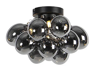 Plafonnier design noir avec verre fumé 3 lumières - Uvas