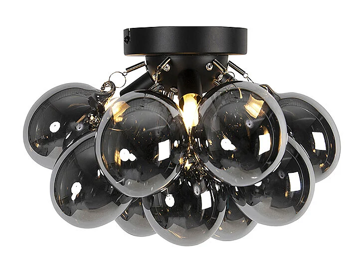 Plafonnier design noir avec verre fumé 3 lumières - Uvas