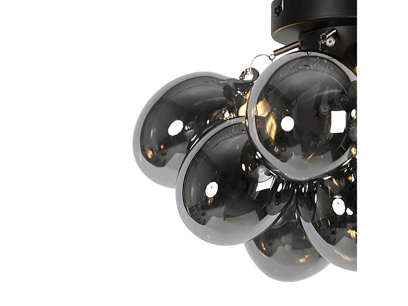 Plafonnier design noir avec verre fumé 3 lumières - Uvas