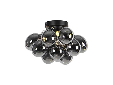 Plafonnier design noir avec verre fumé 3 lumières - Uvas