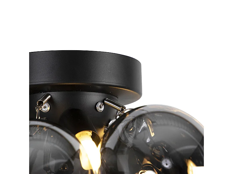 Plafonnier design noir avec verre fumé 3 lumières - Uvas