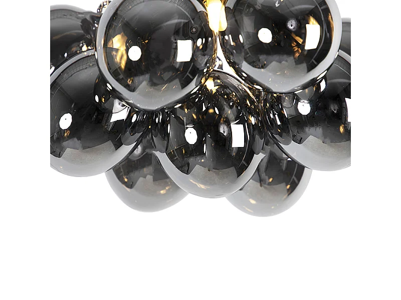 Plafonnier design noir avec verre fumé 3 lumières - Uvas