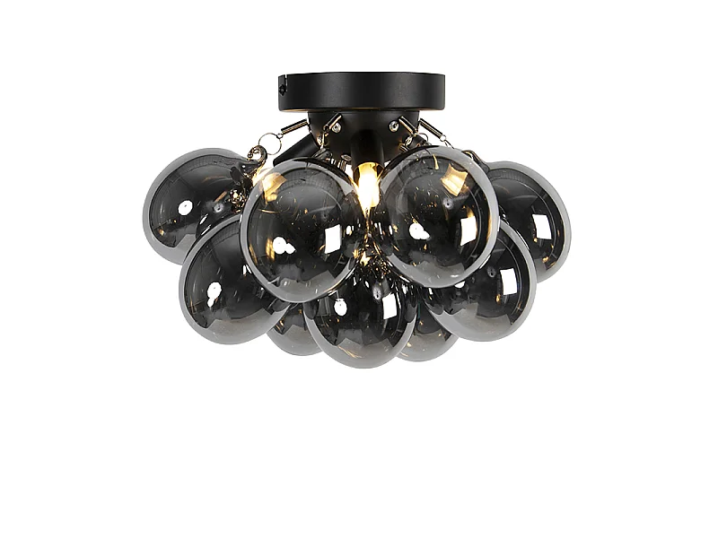 Plafonnier design noir avec verre fumé 3 lumières - Uvas
