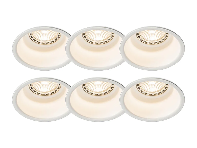 Lot de 6 spots encastrés modernes blancs - Dept