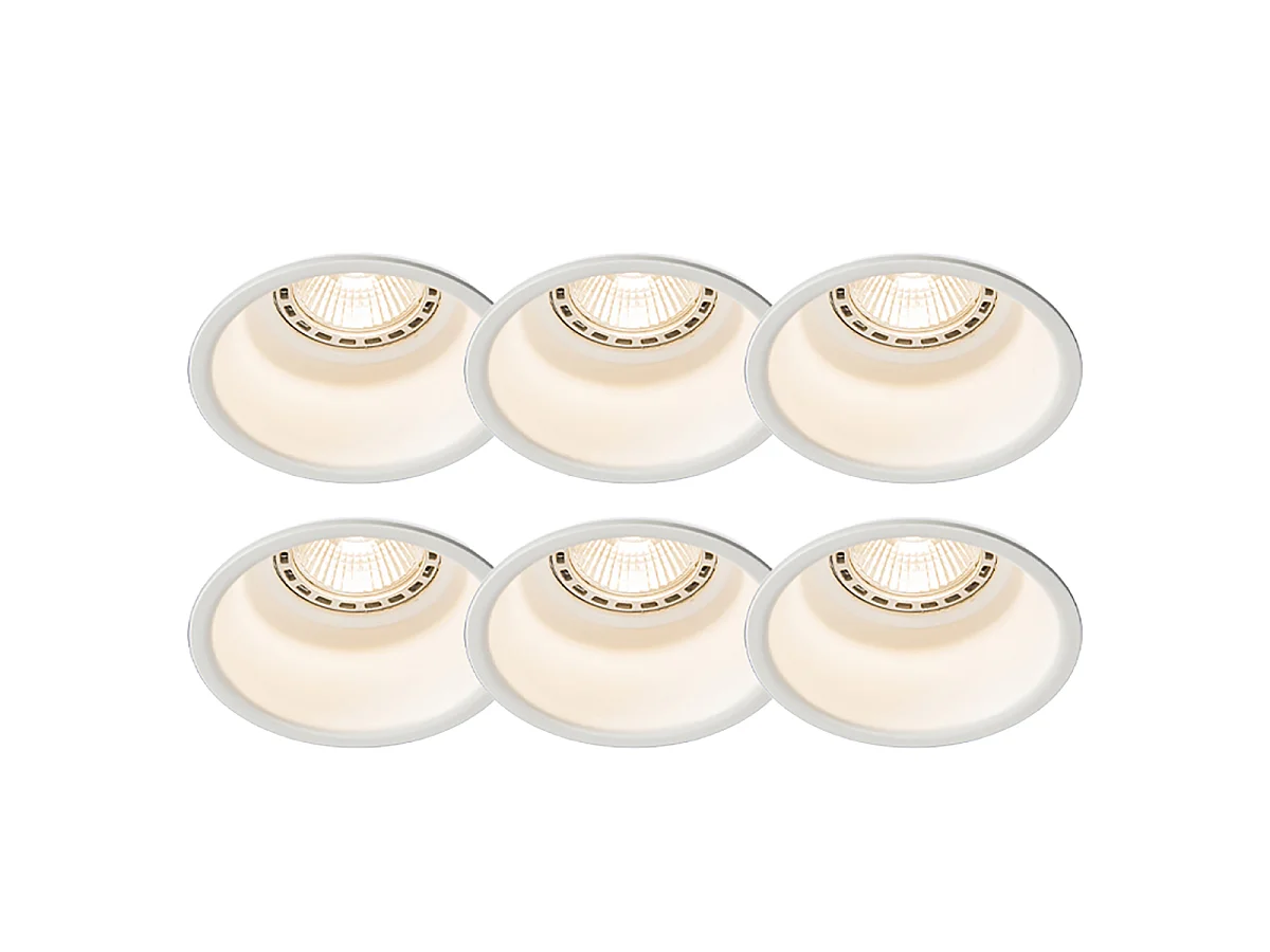 Lot de 6 spots encastrés modernes blancs - Dept