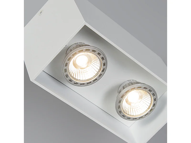 Spot en saillie design blanc 2 lumières GU10 50mm - Qubo