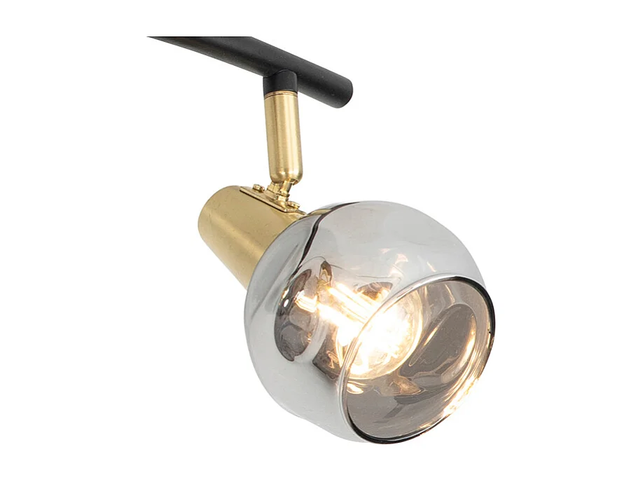 Plafonnier Art Déco doré avec verre fumé 4 lumières - Vidro