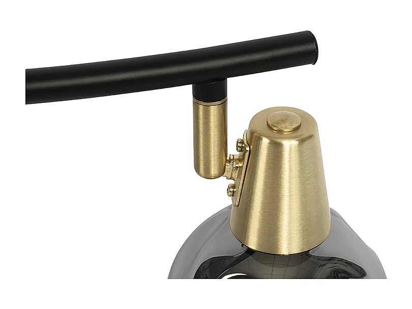 Plafonnier Art Déco doré avec verre fumé 4 lumières - Vidro