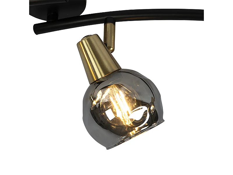 Plafonnier Art déco doré avec verre fumé 4 lumières - Vidro