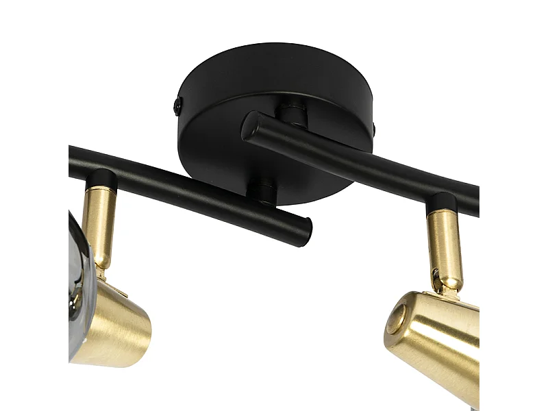 Plafonnier Art déco doré avec verre fumé 4 lumières - Vidro