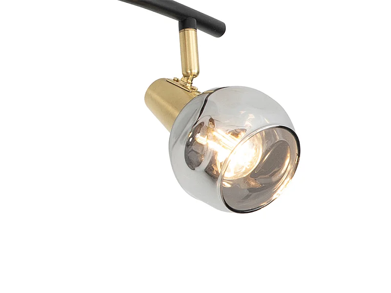 Plafonnier Art déco doré avec verre fumé 4 lumières - Vidro