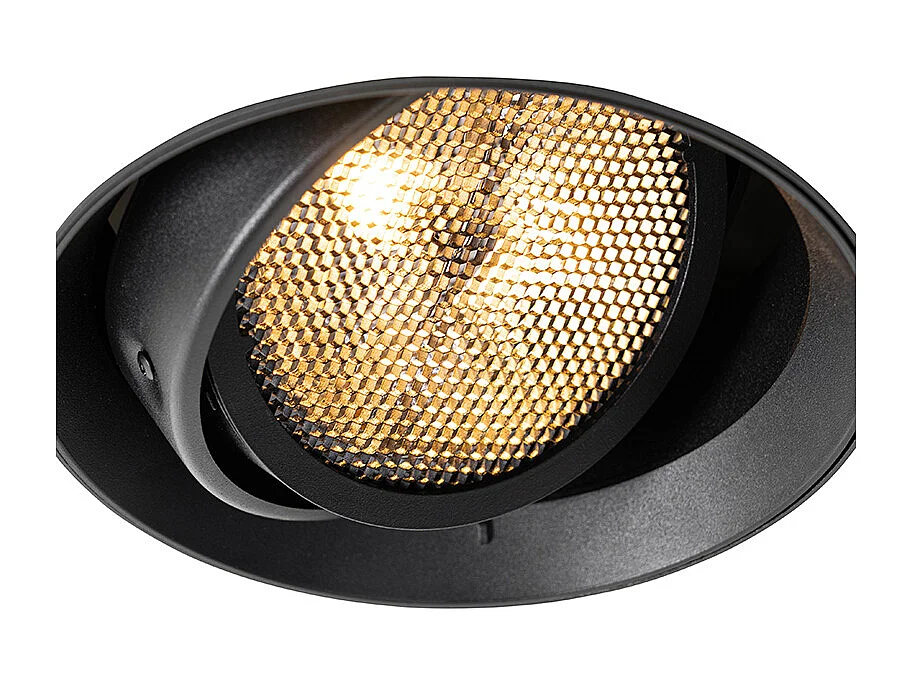 Spot encastré moderne noir GU10 AR111 rond sans enjoliveur - Oneon Honey