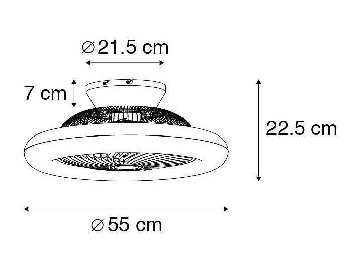 Ventilateur de plafond design argent dimmable - Clima