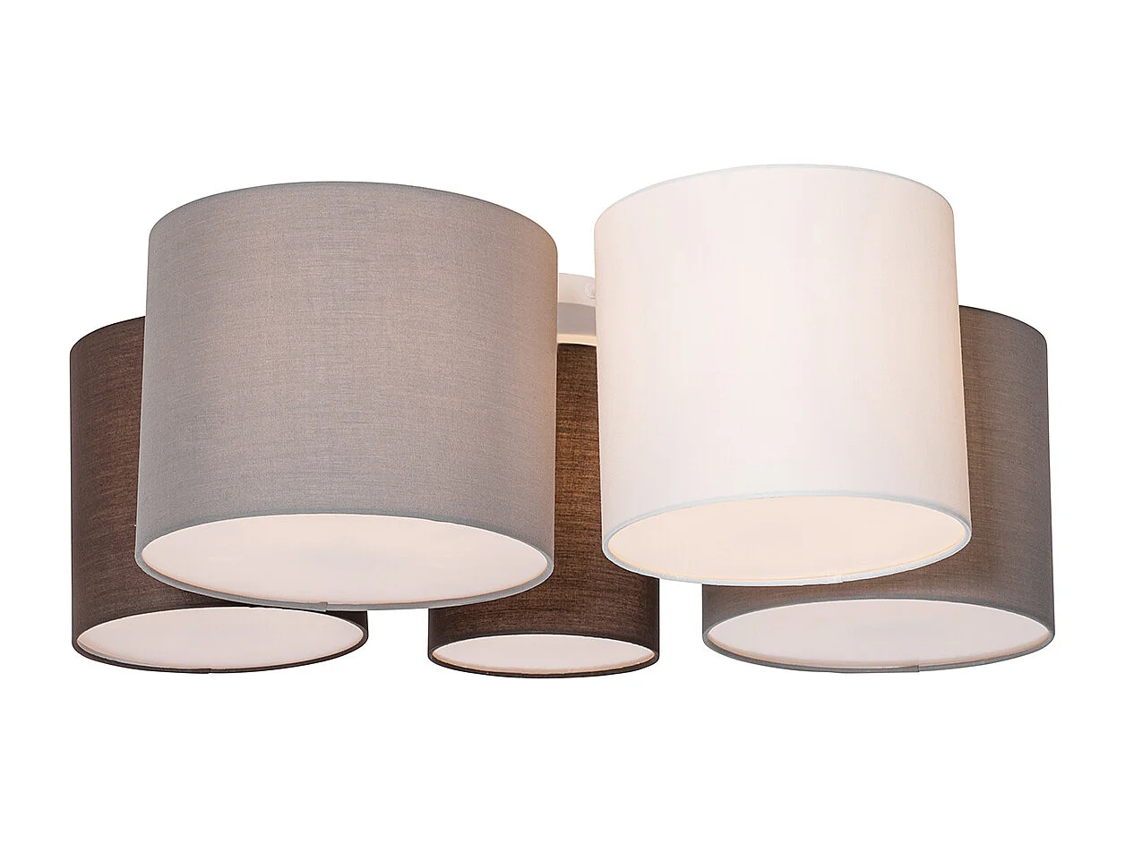 Plafonnier blanc gris et marron 5 lumières - Multidrum