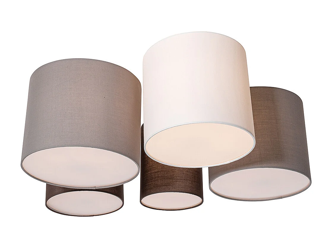 Plafonnier blanc, gris et marron 5 lumières - Multidrum