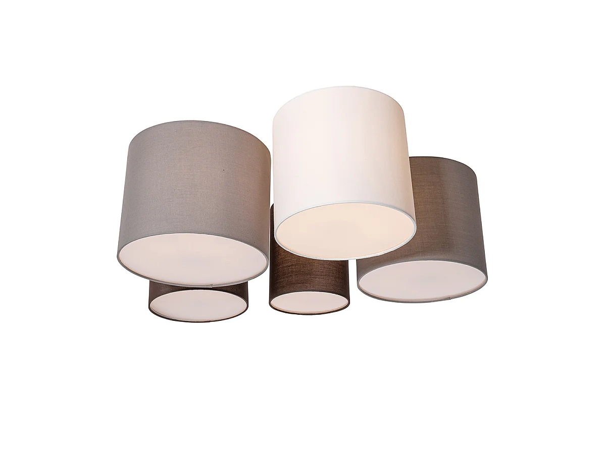 Plafonnier blanc, gris et marron 5 lumières - Multidrum