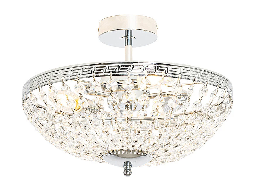 Plafonnier classique en acier avec cristal 3 lumières - Mondrian