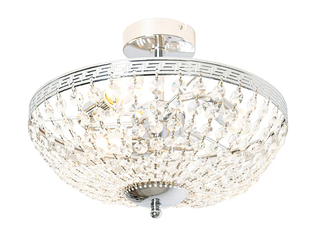 Plafonnier classique en acier avec cristal 3 lumières - Mondrian
