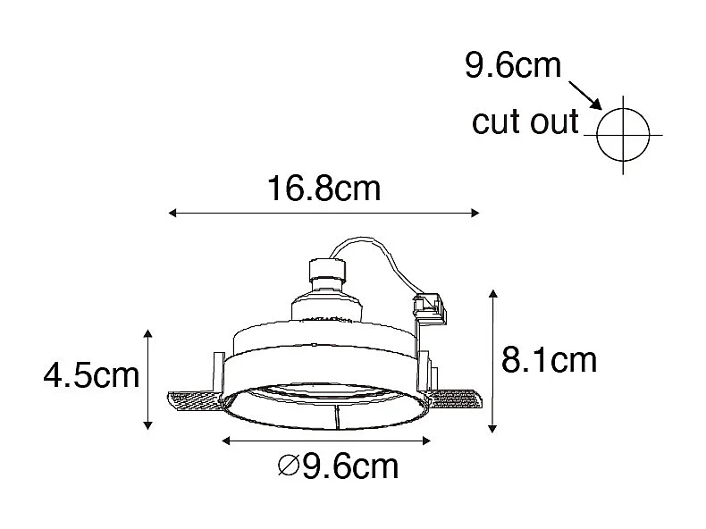 Spot encastré moderne noir GU10 rond sans bordure - Oneon