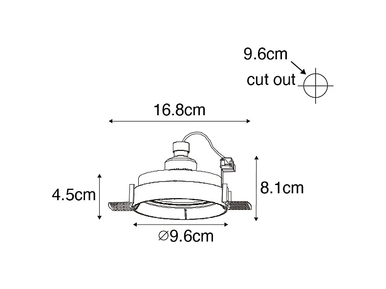 Spot encastré moderne noir GU10 rond sans bordure - Oneon