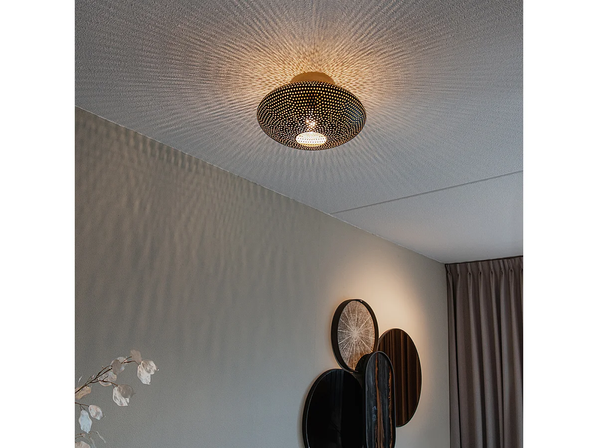 Plafonnier oriental noir avec or 40 cm - Radiance
