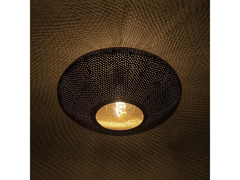 Plafonnier oriental noir et or 40 cm - Radiance