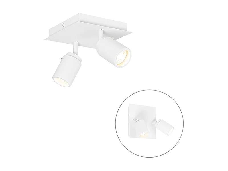 Spot de salle de bain moderne carré blanc 2 lumières IP44 - Ducha