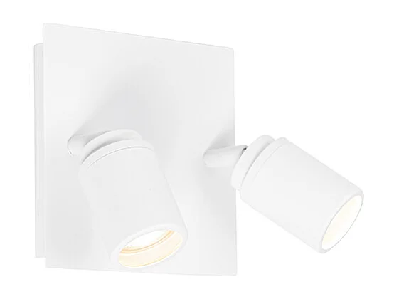 Spot de salle de bain moderne carré blanc 2 lumières IP44 - Ducha
