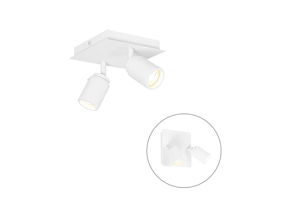 Spot de salle de bain moderne carré blanc 2 lumières IP44 - Ducha