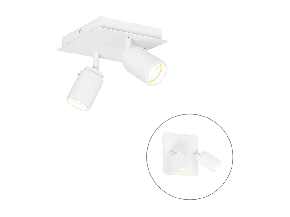 Spot de salle de bain moderne blanc carré 2 lumières IP44 - Ducha