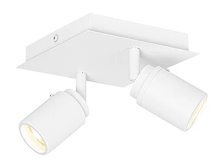 Spot de salle de bain moderne blanc carré 2 lumières IP44 - Ducha