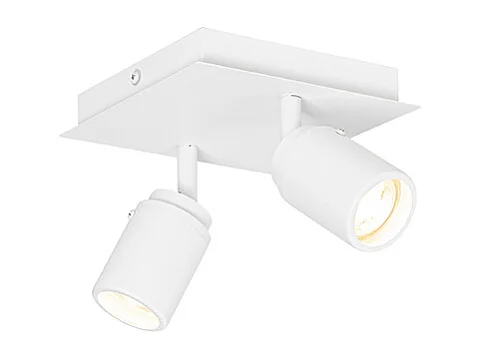 Spot de salle de bain moderne blanc carré 2 lumières IP44 - Ducha