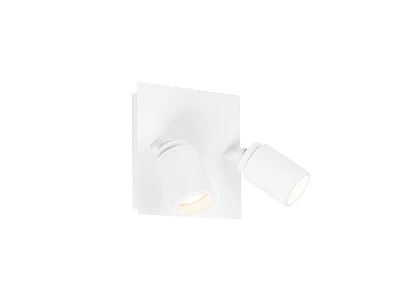 Spot de salle de bain moderne blanc carré 2 lumières IP44 - Ducha