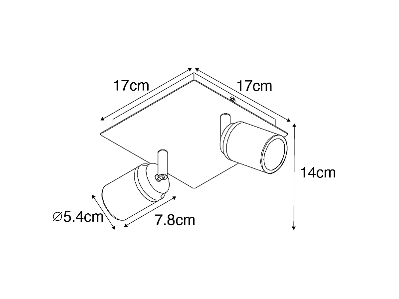 Spot de salle de bain moderne blanc carré 2 lumières IP44 - Ducha