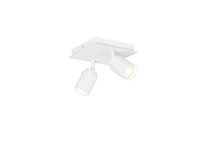 Spot de salle de bain moderne blanc carré 2 lumières IP44 - Ducha