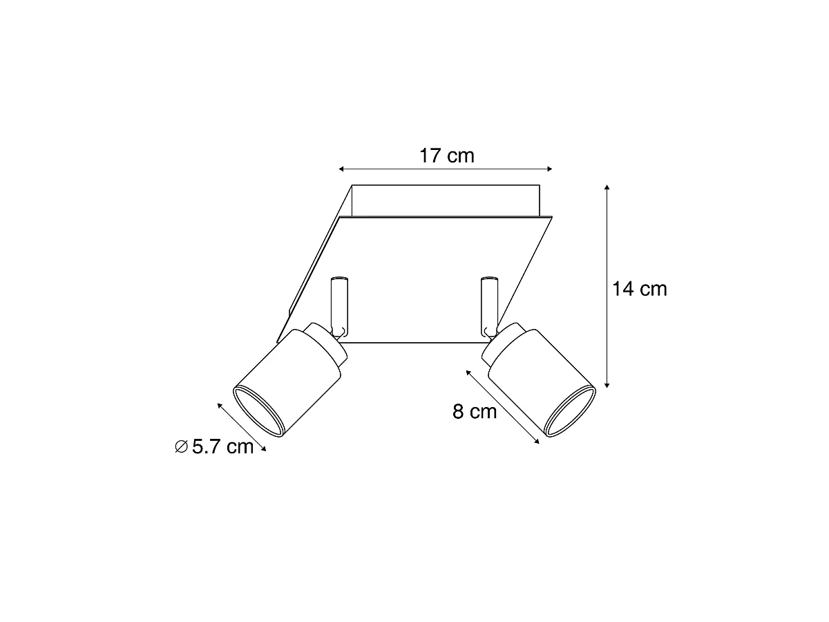 Spot de salle de bain moderne blanc carré 2 lumières IP44 - Ducha