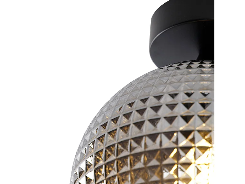 Plafonnier Art Déco noir avec verre fumé - Sphère