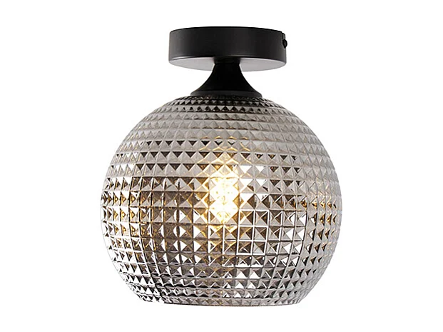 Plafonnier Art Déco noir avec verre fumé - Sphère