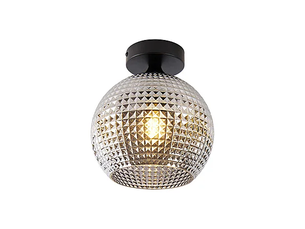 Plafonnier Art Déco noir avec verre fumé - Sphère