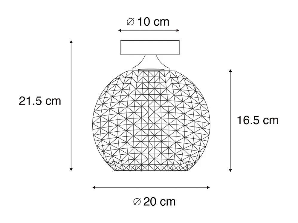 Plafonnier Art Déco noir avec verre fumé - Sphere
