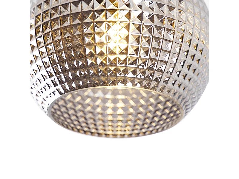 Plafonnier Art Déco noir avec verre fumé - Sphere