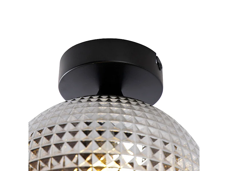 Plafonnier Art Déco noir avec verre fumé - Sphere
