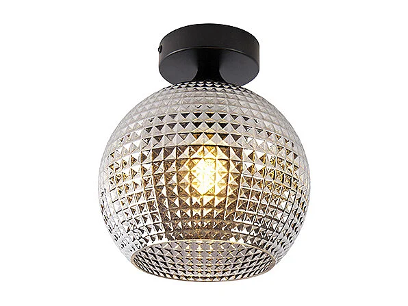 Plafonnier Art Déco noir avec verre fumé - Sphere